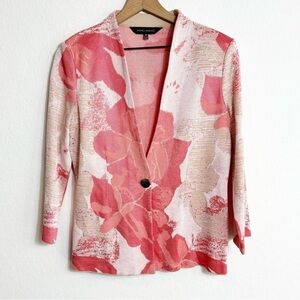 Ming Wang Long Sleeve Jacket Plumeria Twig White Size XS Brand New With Tags